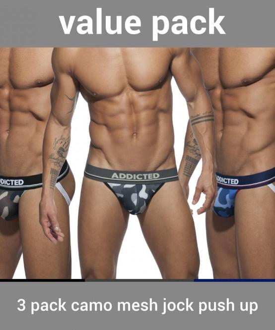 ADDICTED 3 PACK CAMO MESH PUSH-UP JOCKSTRAPS - The Jock Shop