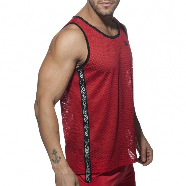 Addicted Printed Tape Tank Top (Red)