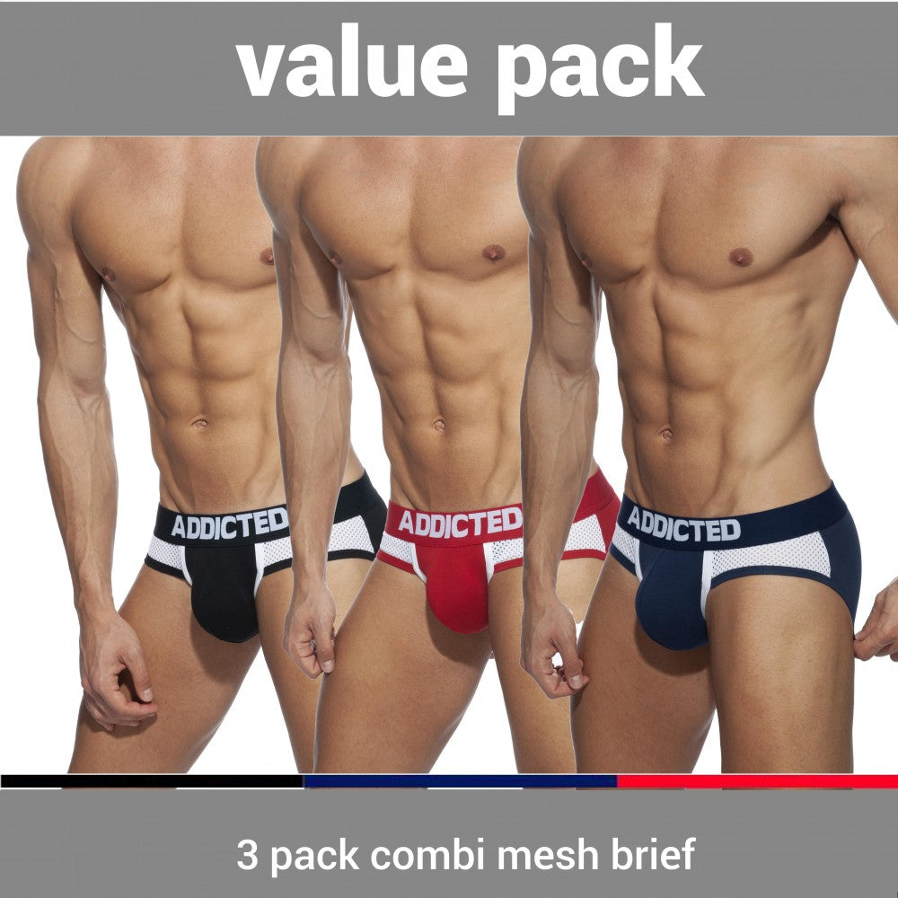 Addicted 3 Pack Combi Mesh Push-Up Briefs