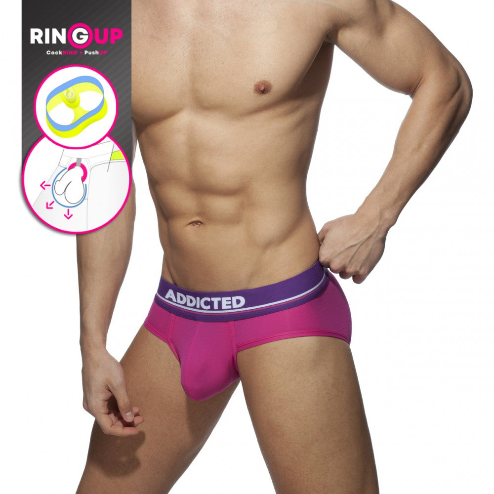 Addicted Cockring C-Through Brief (Pink)
