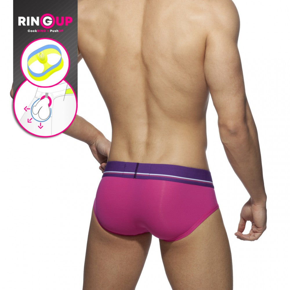 Addicted Cockring C-Through Brief (Pink)