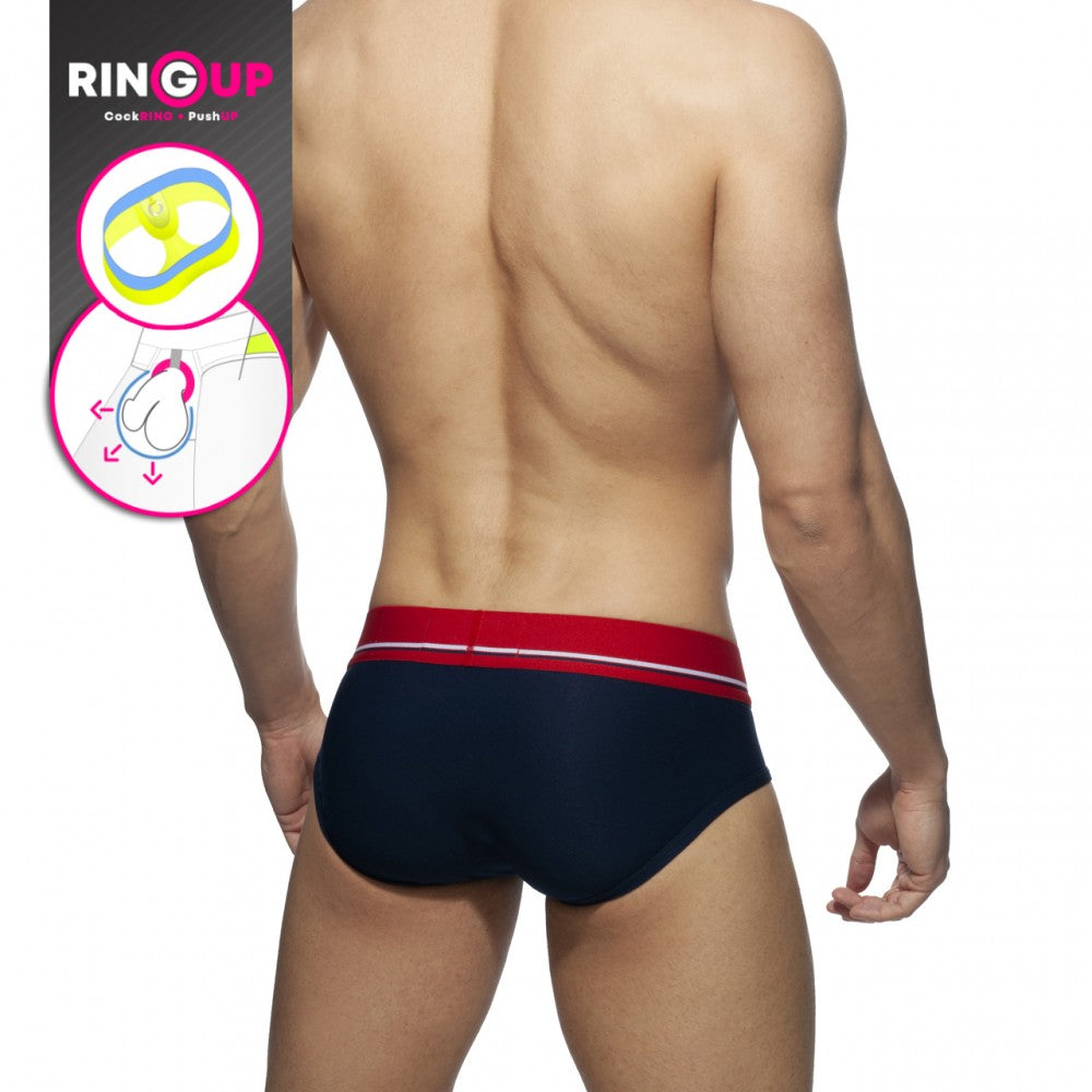 Addicted Cockring C-Through Brief (Navy)