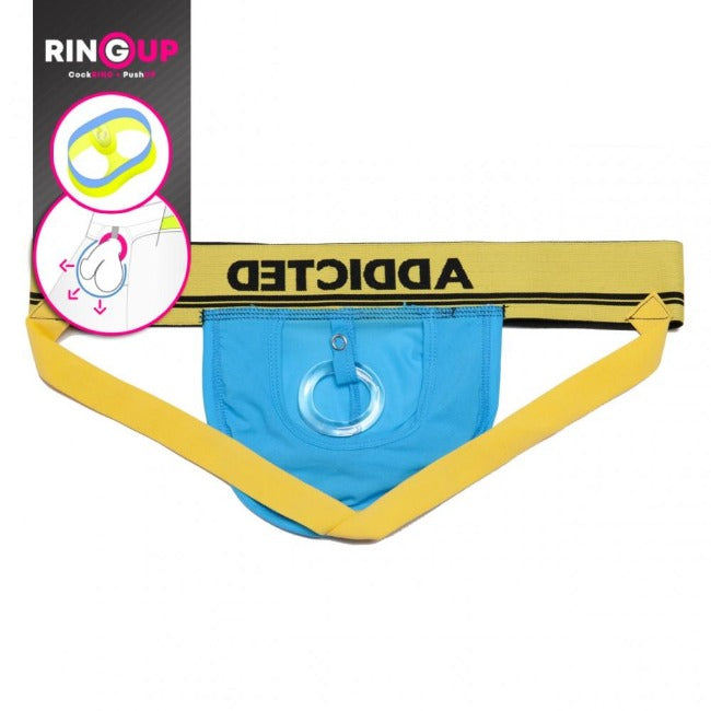 Addicted Cockring C-Through Jockstrap (Turquoise) - The Jock Shop