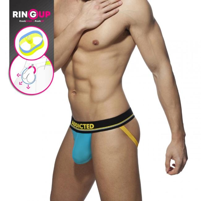 Addicted Cockring C-Through Jockstrap (Turquoise) - The Jock Shop