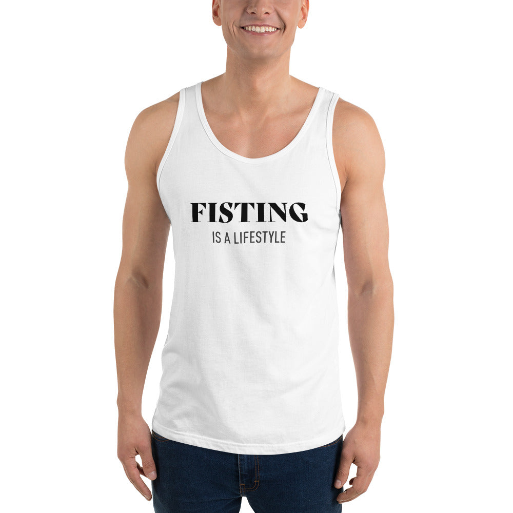 FISTING IS A LIFESTYLE TANK TOP (WHITE) - The Jock Shop