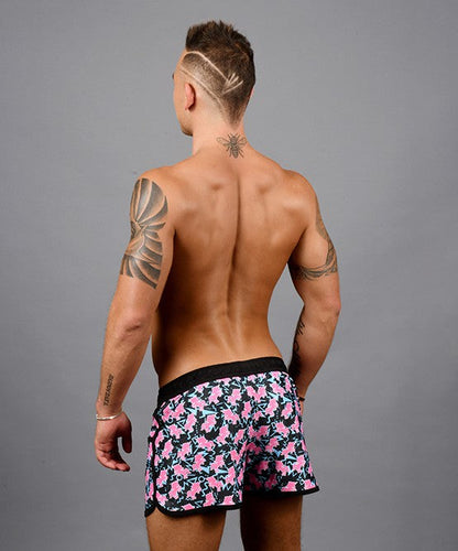 Andrew Christian Unicorn Fantasy Swim Shorts (Black/Pink)