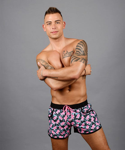 Andrew Christian Unicorn Fantasy Swim Shorts (Black/Pink)