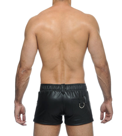 Stud Calvex Pvc Stretchable Shorts (Black)