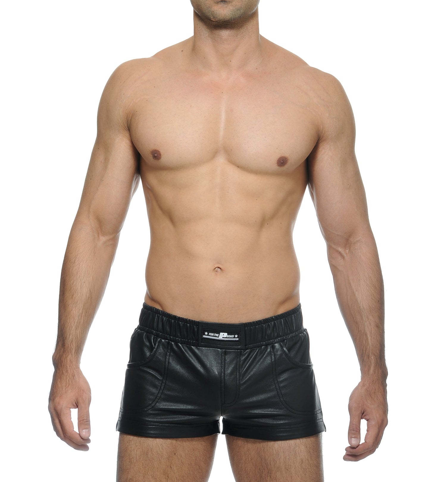 Stud Calvex Pvc Stretchable Shorts (Black)