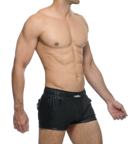 Stud Calvex Pvc Stretchable Shorts (Black)