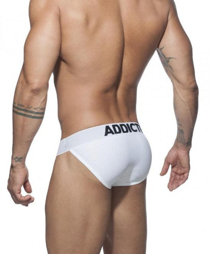 ADDICTED 3 PACK MESH BIKINI PUSH-UP BRIEFS (BLACK, WHITE, BLUE) - The Jock Shop