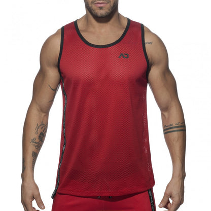 Addicted Printed Tape Tank Top (Red)