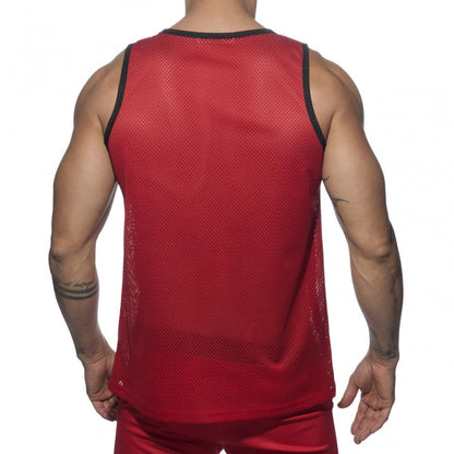 Addicted Printed Tape Tank Top (Red)