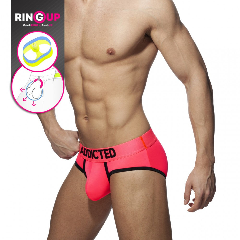 Addicted Neon Cockring Swimderwear Brief (Pink)