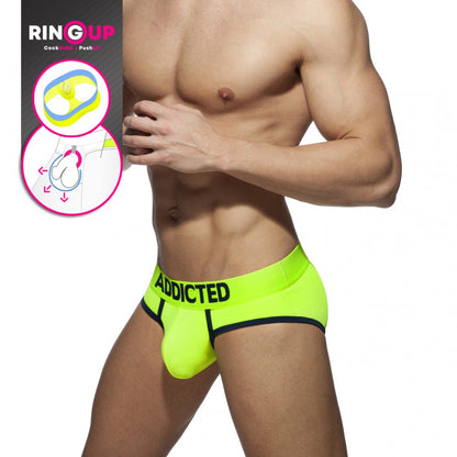 Addicted Neon Cockring Swimderwear Brief (Yellow)