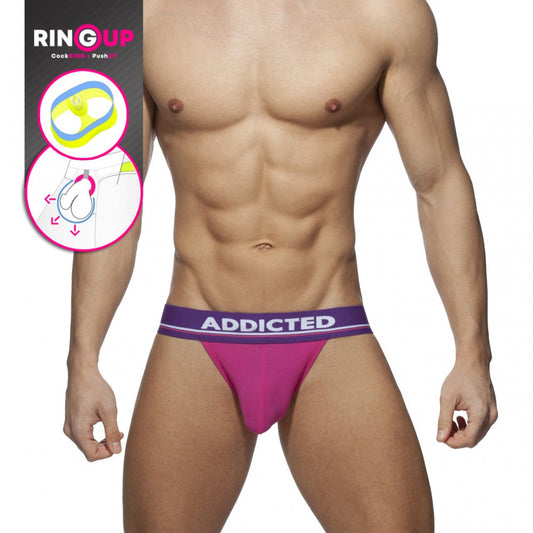 Addicted Cockring C-Through Jock Strap (Pink)