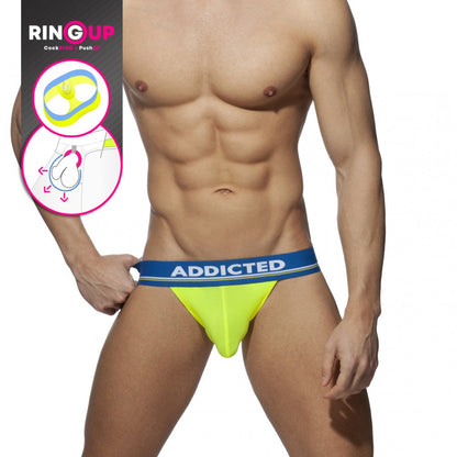 Addicted Cockring C-Through Jock Strap (Yellow)