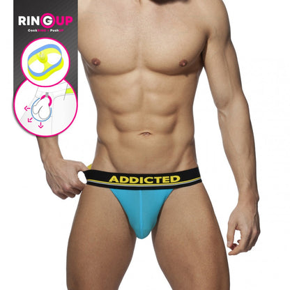 Addicted Cockring C-Through Jock Strap (Turquoise)