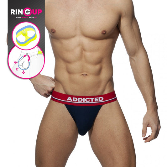 Addicted Cockring C-Through Jock Strap (Navy)