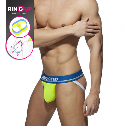 Addicted Cockring C-Through Jock Strap (Yellow)