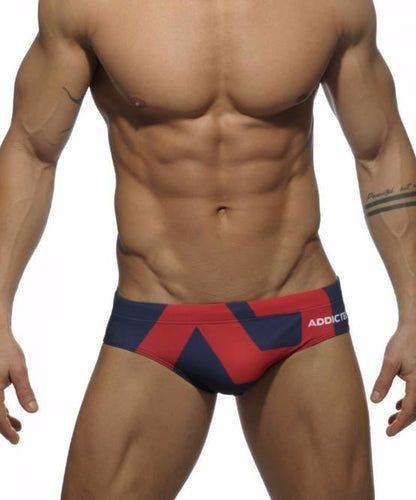 ADDICTED EXTRA LARGE PACK UP LOGO SWIM BRIEFS (NAVY) - The Jock Shop