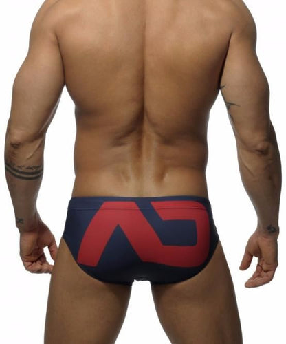 ADDICTED EXTRA LARGE PACK UP LOGO SWIM BRIEFS (NAVY) - The Jock Shop