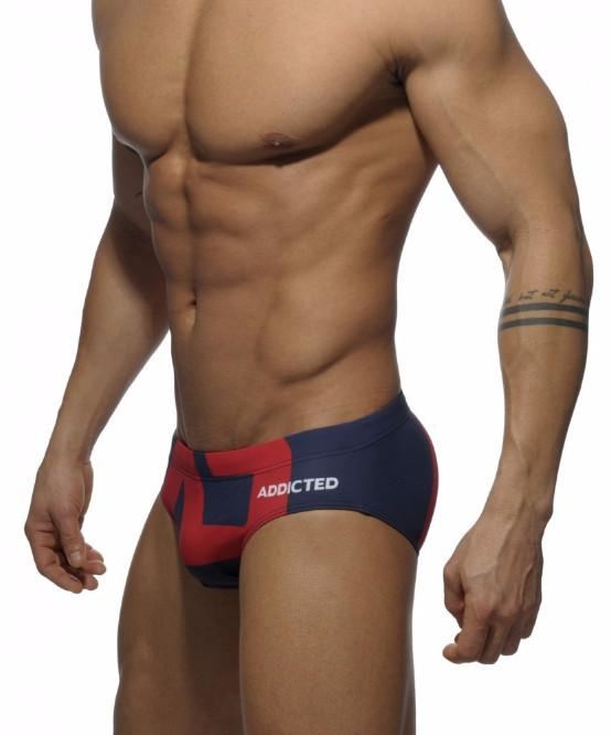 ADDICTED EXTRA LARGE PACK UP LOGO SWIM BRIEFS (NAVY) - The Jock Shop