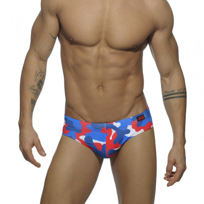 Addicted New Camo Swim Brief (Red/Blue)