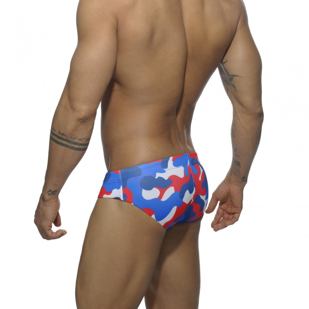 Addicted New Camo Swim Brief (Red/Blue)