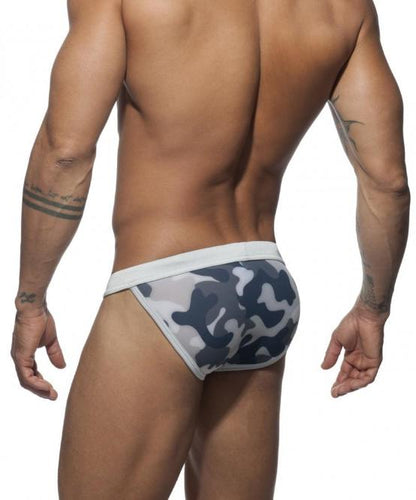 ADDICTED CAMO SWIM BRIEFS (SILVER) - The Jock Shop