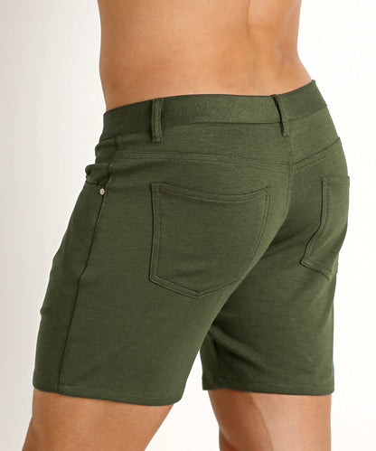 St33le 5" Knit Jean Shorts (Olive Green)