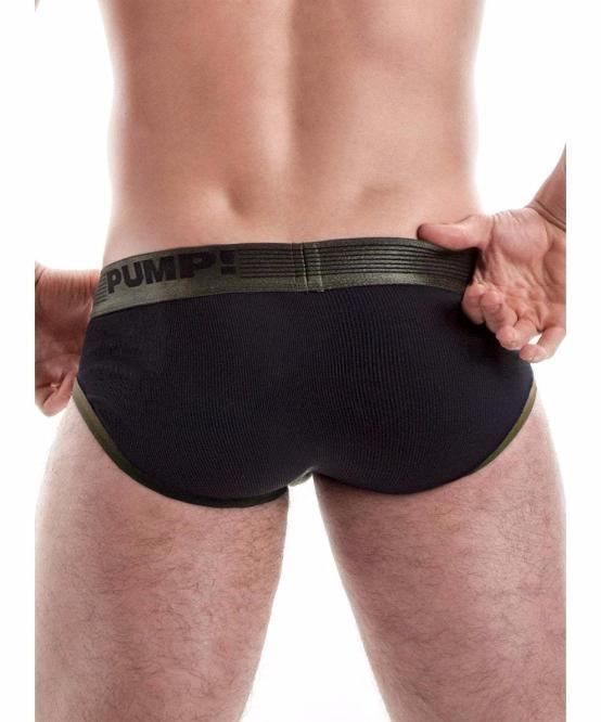 PUMP! RIBBED BRIEF (MILITARY GREEN) - The Jock Shop