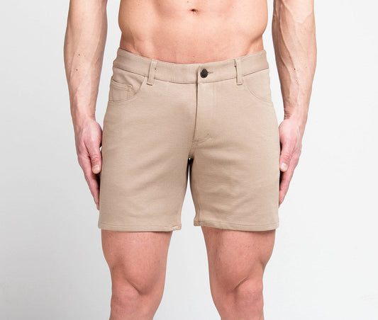 St33le 5" Knit Jean Shorts (Dark Khaki)