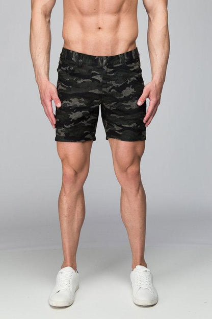 St33le 5" Printed Camo Jeans Shorts (Black)