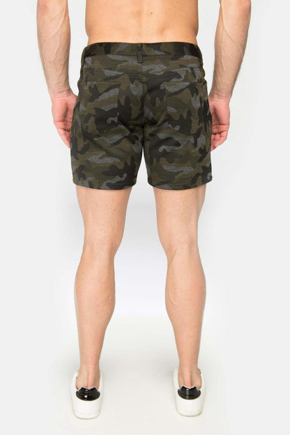 St33le 5" Printed Camo Jeans Shorts (Black)